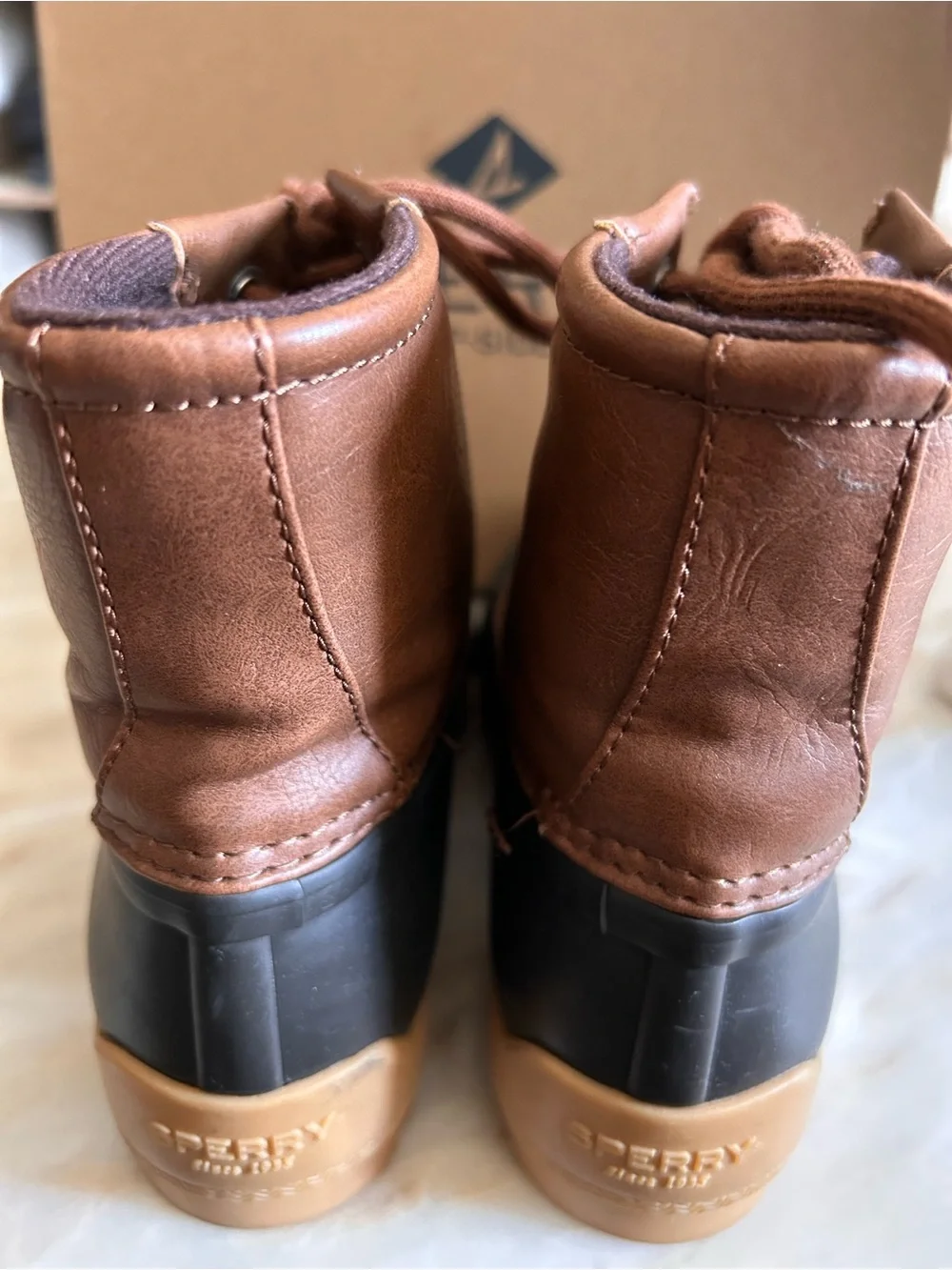 Sperry Kids Boys Weatherproof Port Boots Navy/Tan Sz 13 Classic Preppy Fall